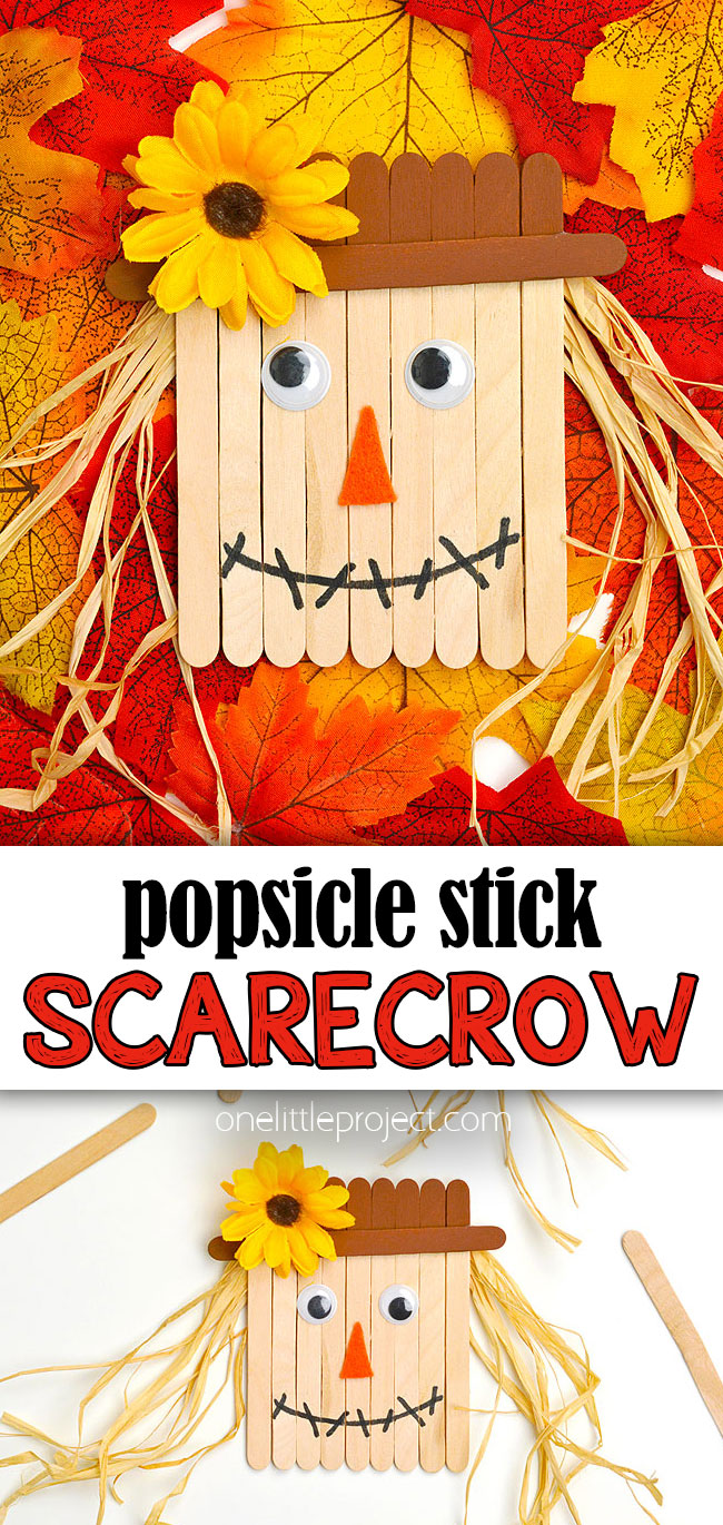 Fall scarecrow popsicle stick craft