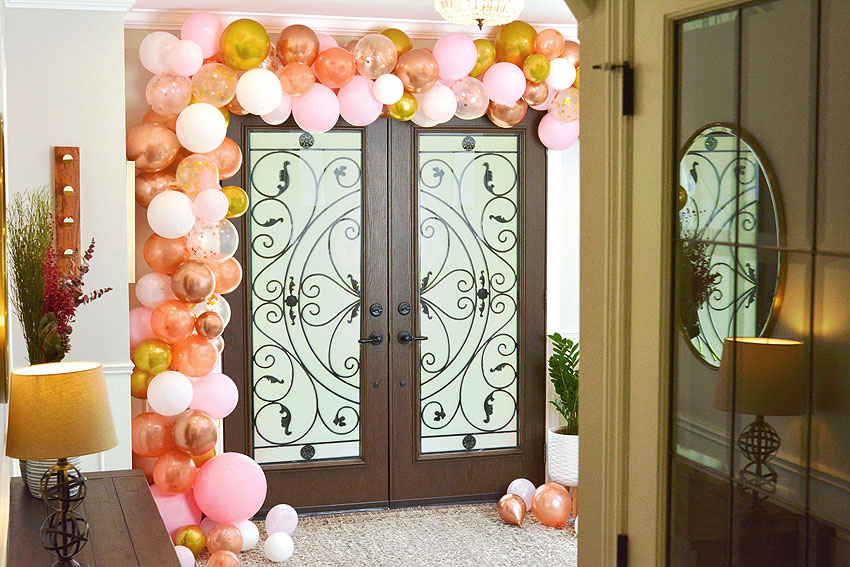 Balloons garland over an entryway