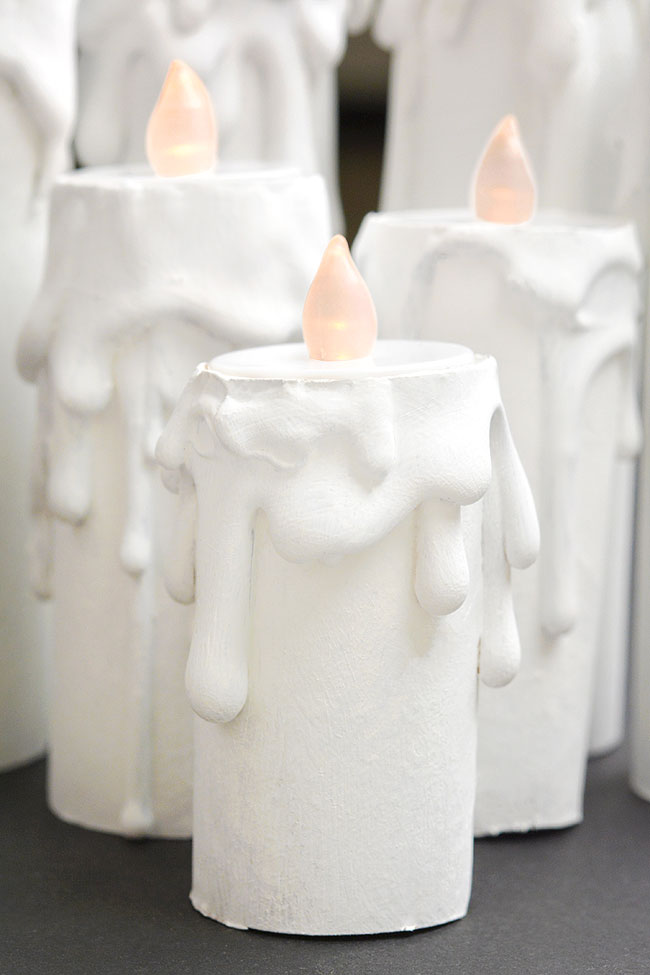 Candles made from toilet paper rolls