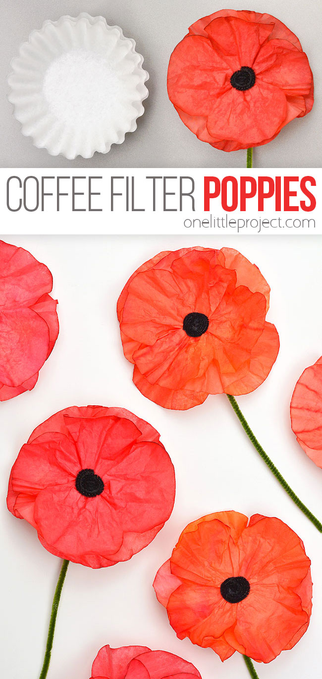 DIY poppy craft from coffee filters