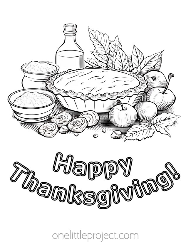 Coloring pages Thanksgiving - pie ingredients