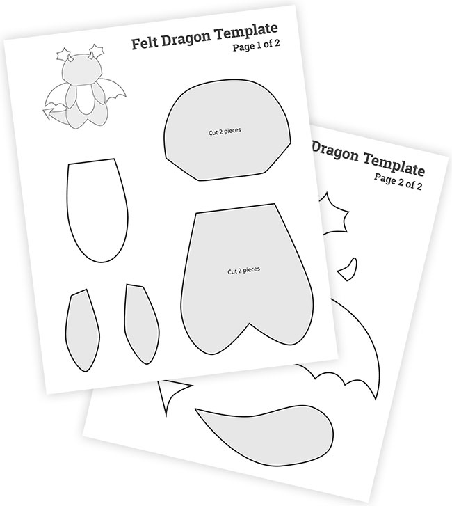 Free, printable felt dragon template