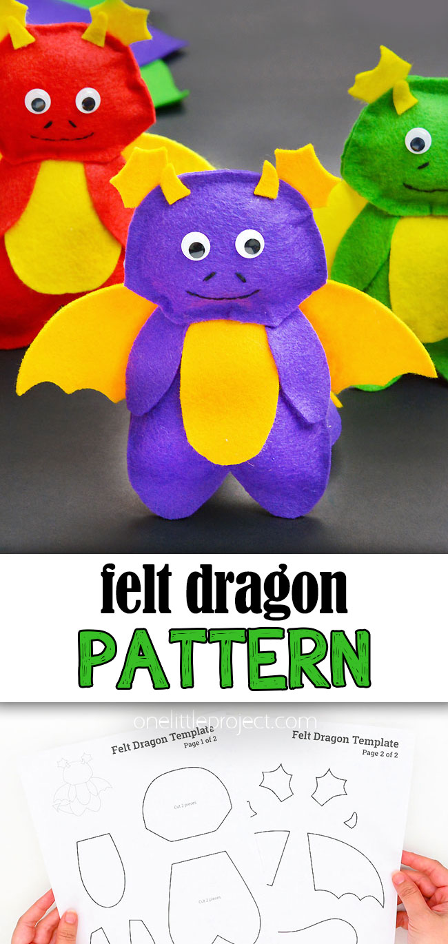 Free, printable felt dragon pattern