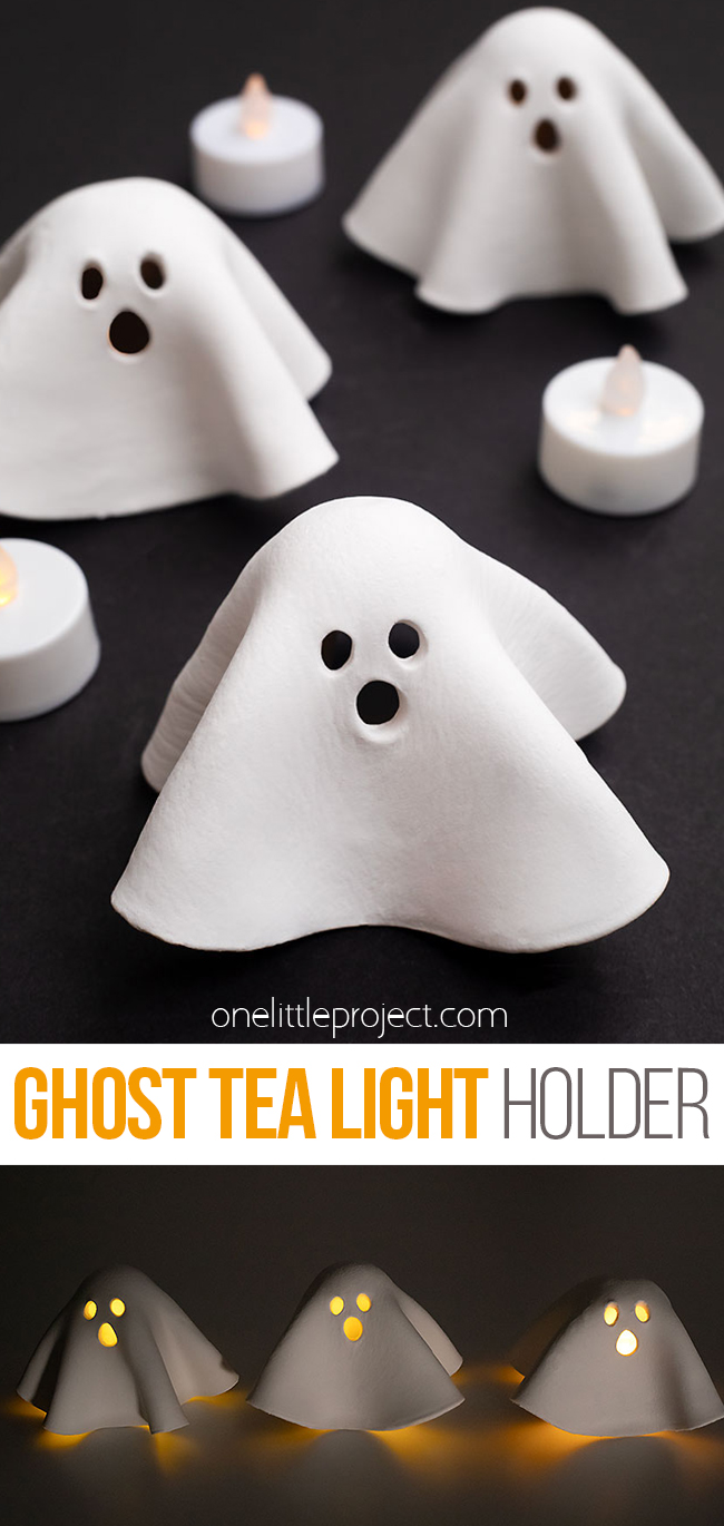 Halloween tea light holder made from air dry clay
