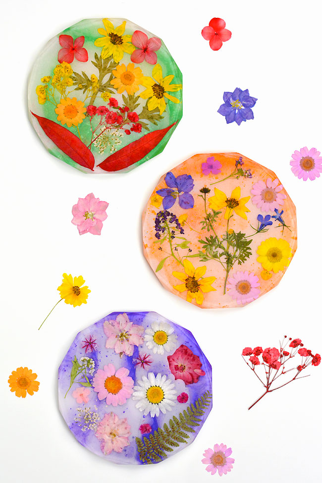Colourful resin coasters