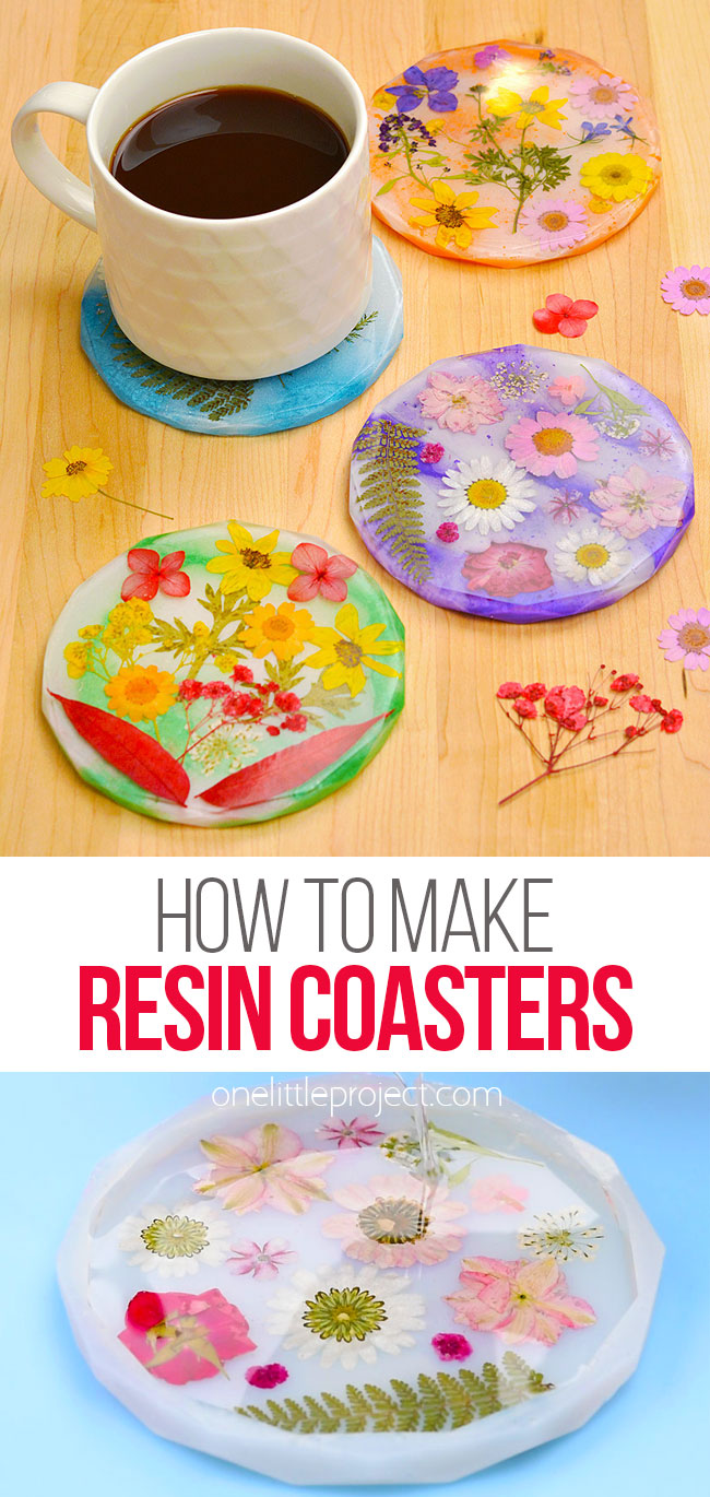 DIY resin coasters with pressed flowers