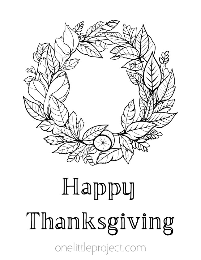 Thanksgiving color pages - fall wreath