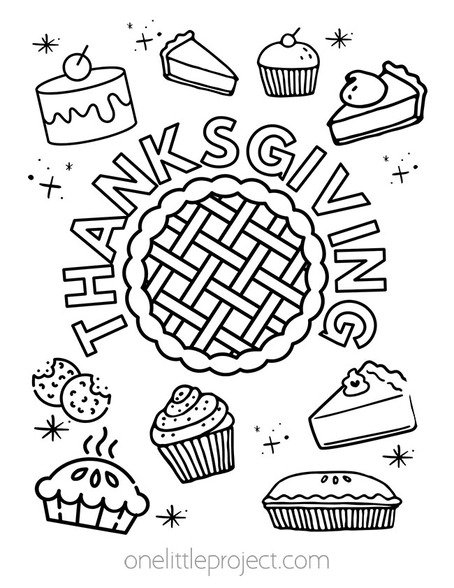 Thanksgiving coloring pages - pies and desserts