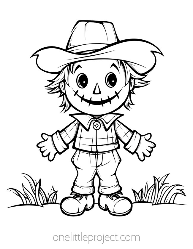Thanksgiving coloring pages - cute scarecrow