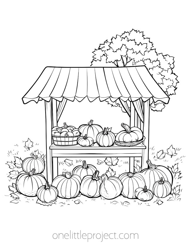 Thanksgiving coloring pages - farm stand
