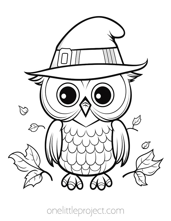 Thanksgiving coloring pages - pilgrim owl