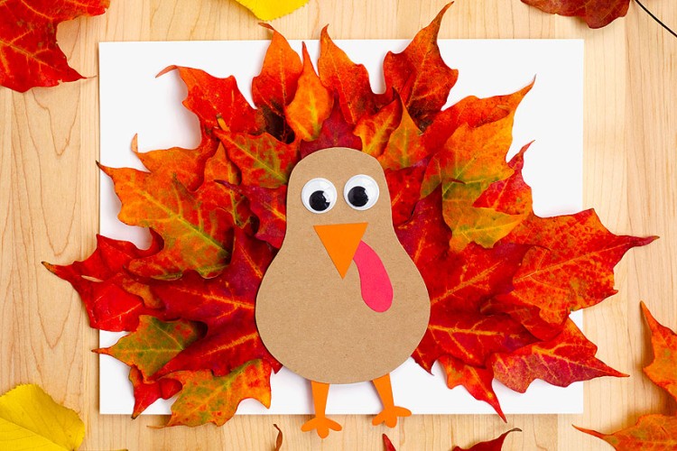 Fall leaf turkey art project