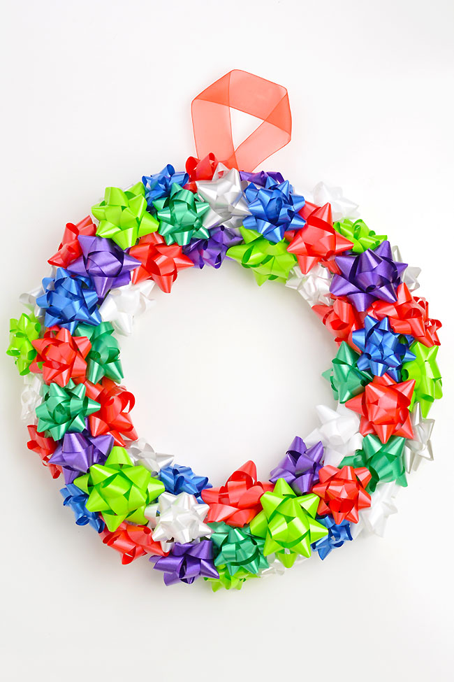DIY Christmas craft made with gift bows