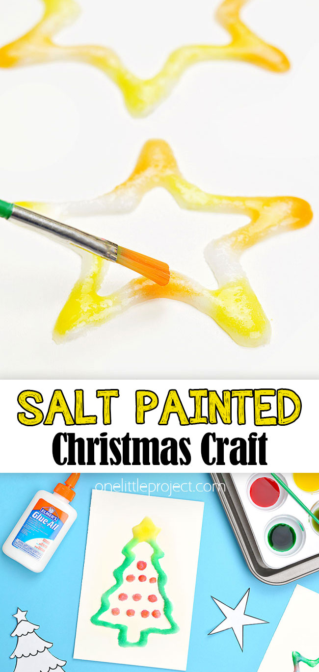 Watercolor salt painting easy Christmas craft