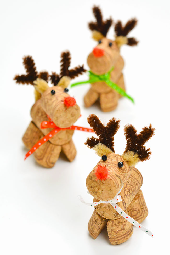 Group of cork reindeer ornaments
