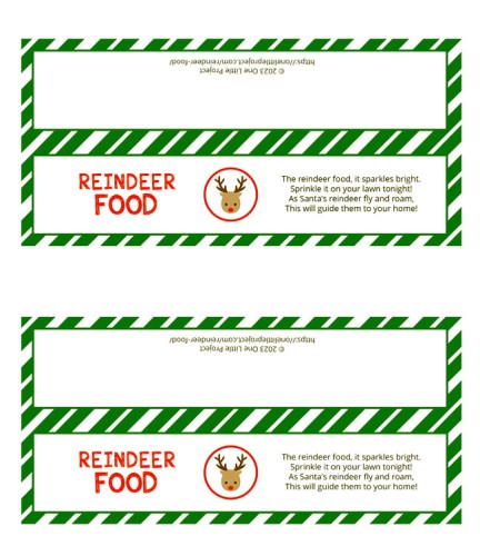 Long green printable poem for reindeer food bag
