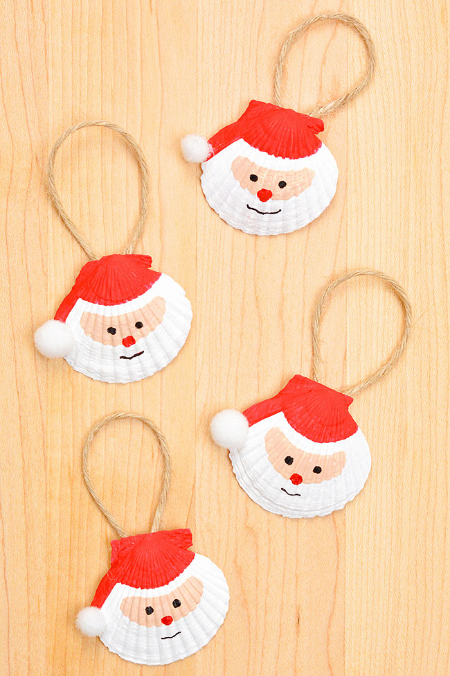 Seashell Santa Claus homemade ornaments