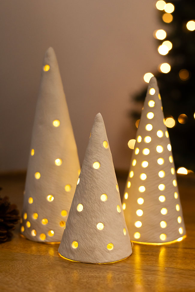 Christmas trees made from air dry clay