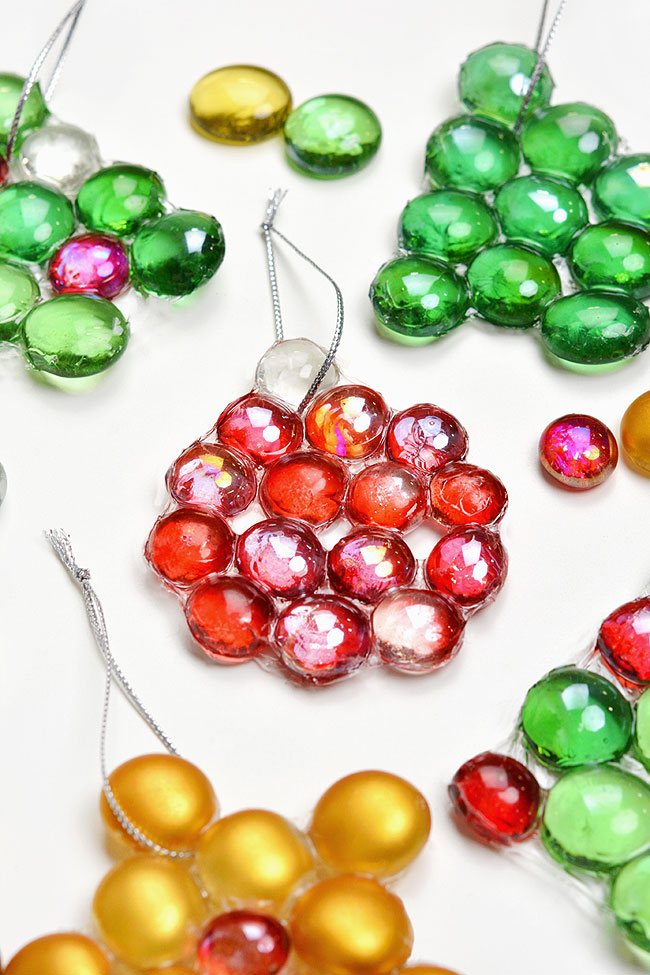 DIY Christmas ornaments made with glass beads