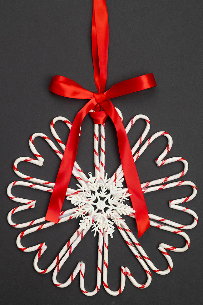 DIY Christmas wreath made with candy canes