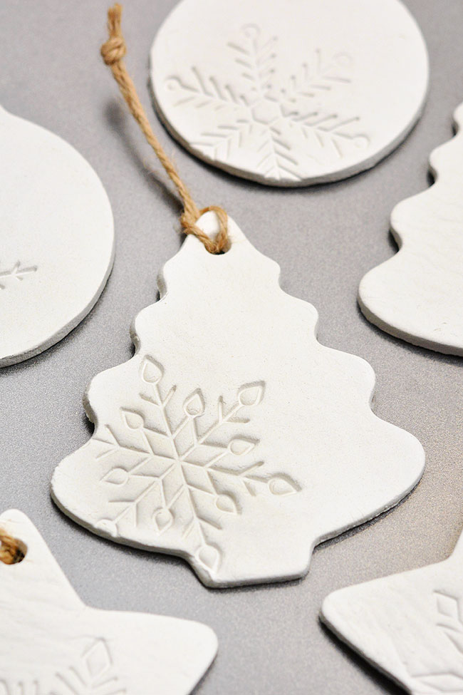 Homemade Christmas ornaments made with air dry clay
