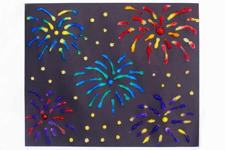 Fireworks Salt Painting | Easy Salt Painting for Kids