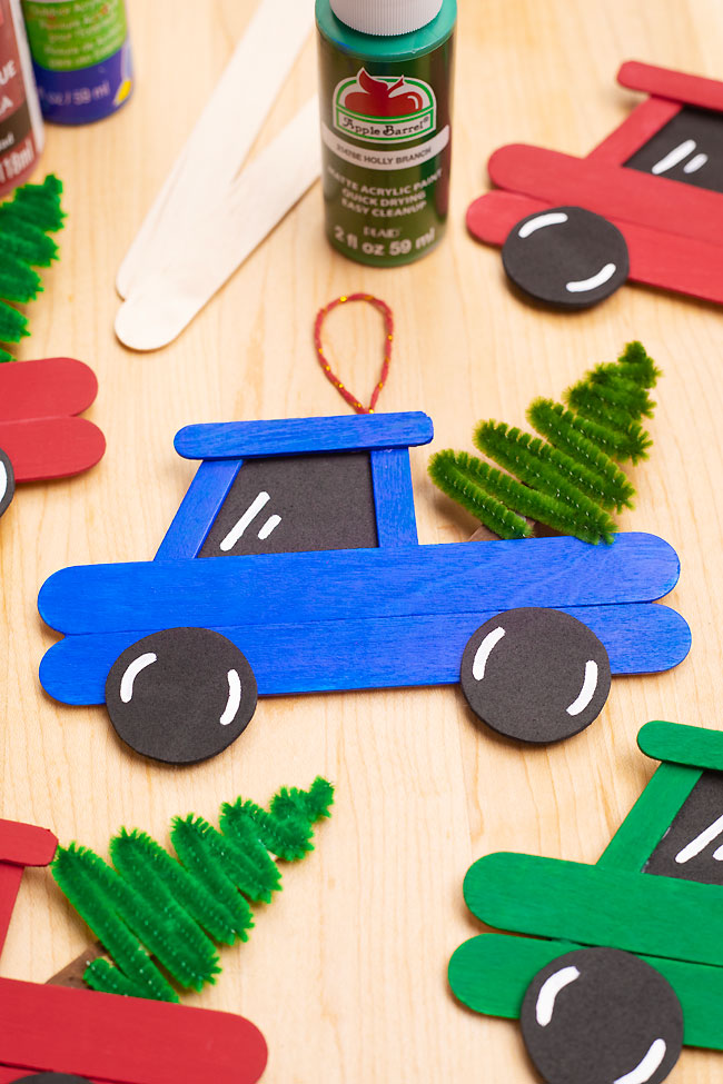 Cute and easy popsicle stick truck Christmas craft