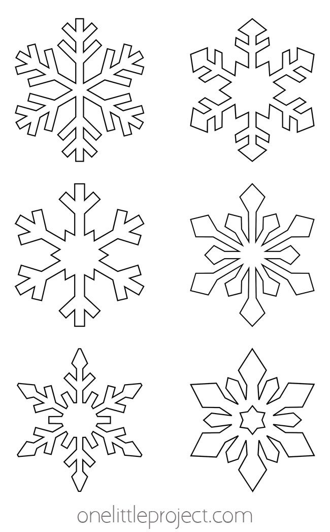 Contornos grossos de flocos de neve em 6 designs diferentes