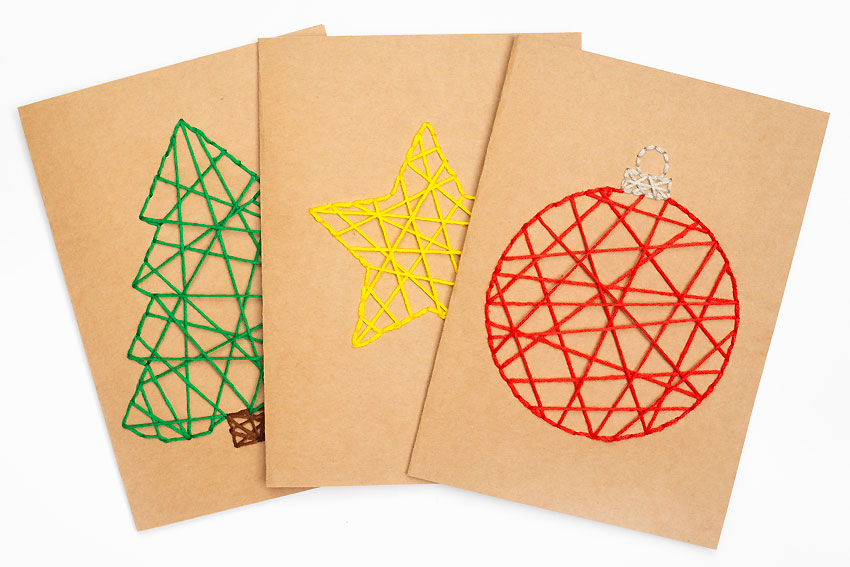 3 string art card designs made for Christmas