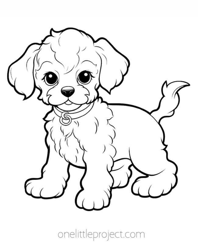 Furry dog coloring page