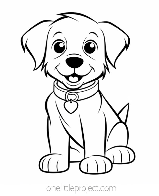 Friendly looking dog coloring page