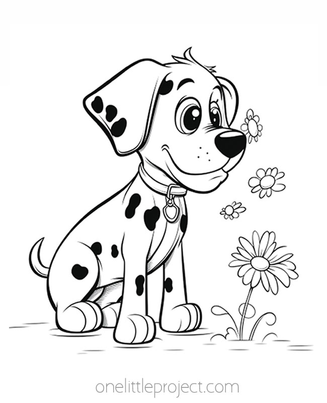 Adorable Dalmatian dog coloring page