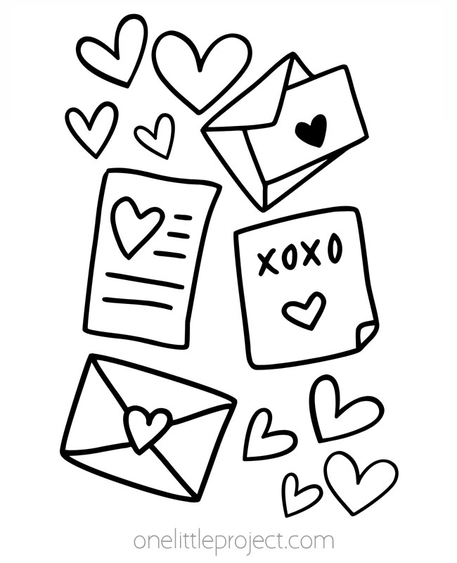 Love letters coloring page