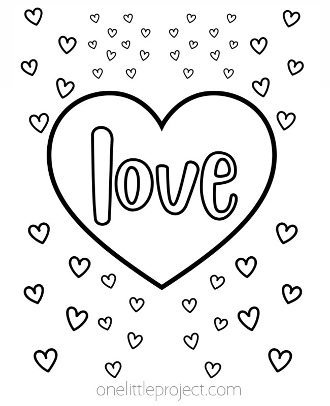 Love heart coloring page