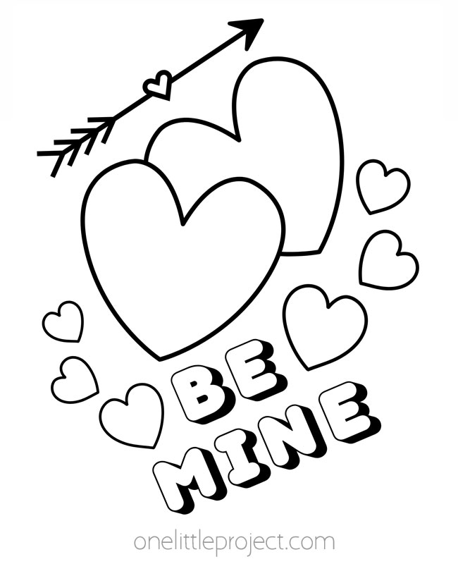 Be mine heart coloring page