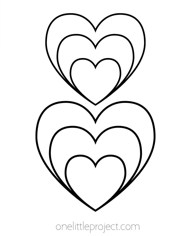 Tiered hearts coloring sheet