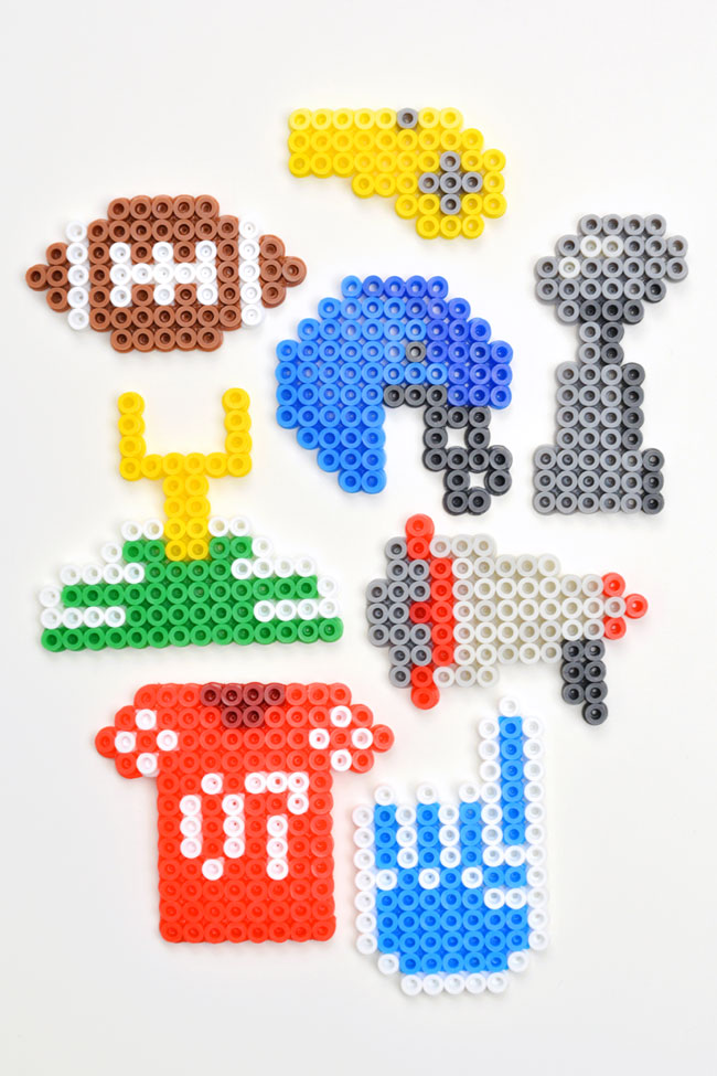 8 different Perler beads football designs made with free patterns