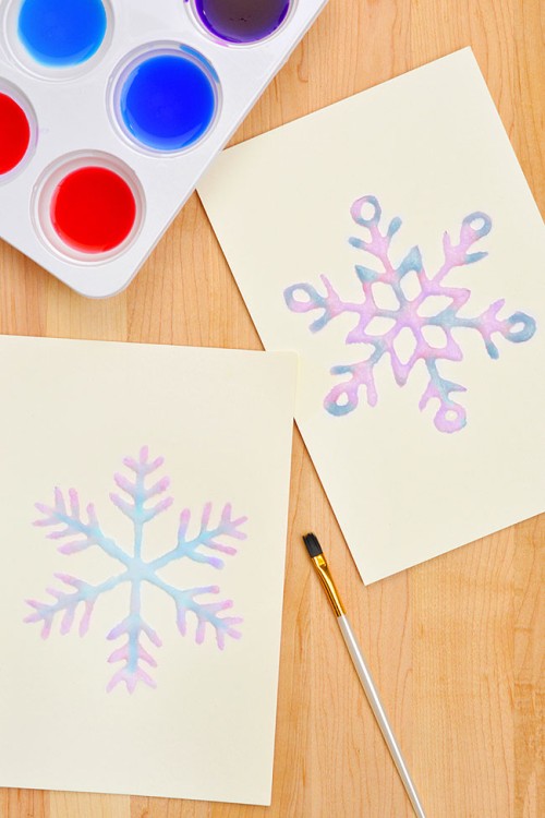 Winter Arts and Crafts - Salt Painting Snowflakes