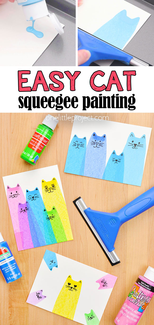 Easy cat squeegee painting