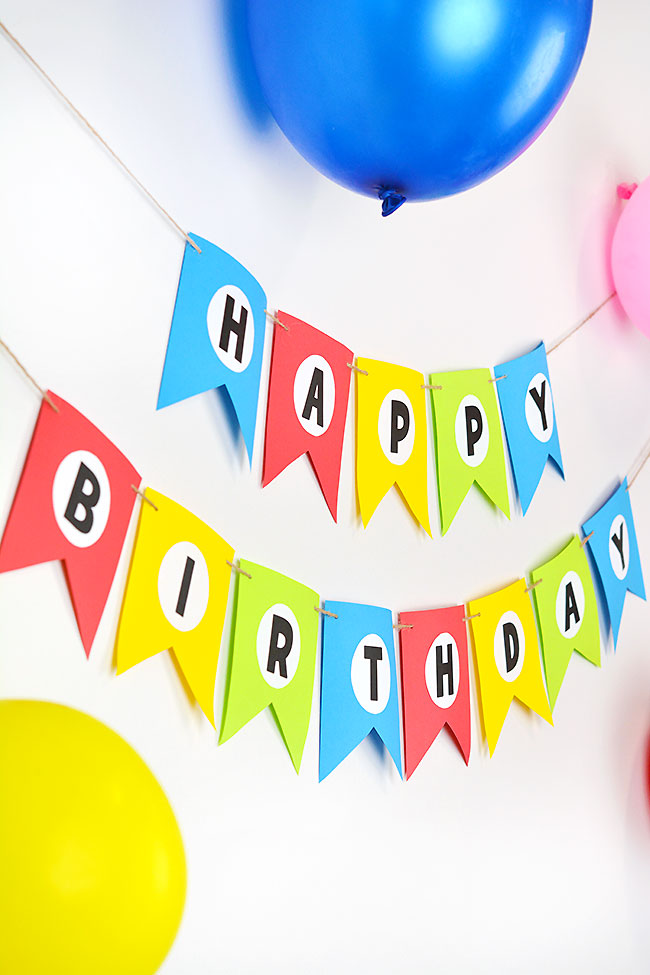DIY Happy Birthday banner made with printable templates