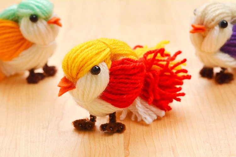 DIY yarn birds