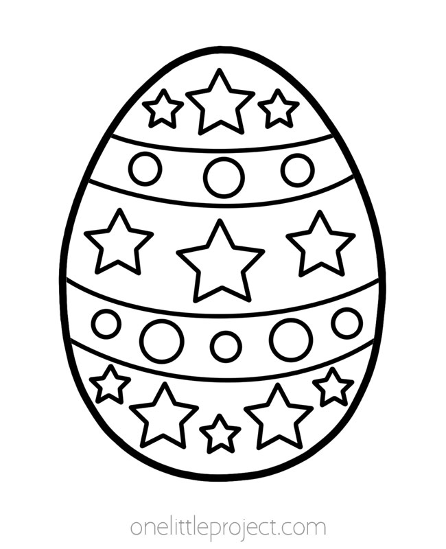 Easter egg outline with stars and dots