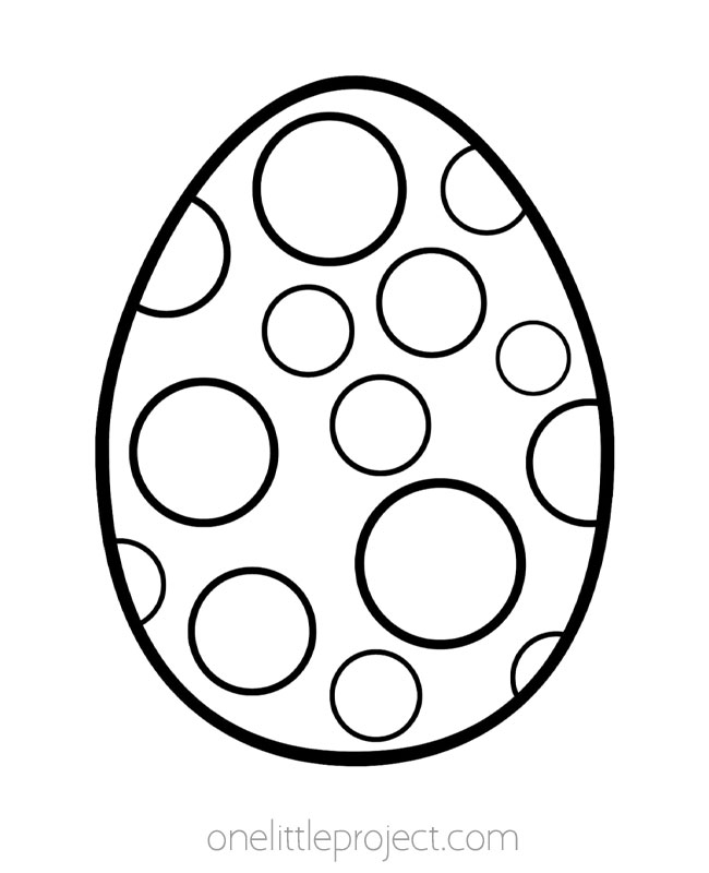 Easter egg outline with various sizes of polka dots
