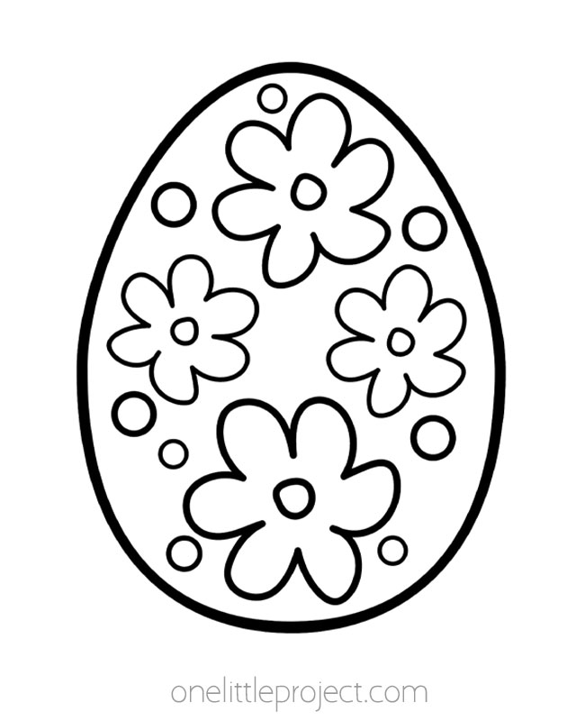 Flower patterned Easter egg template