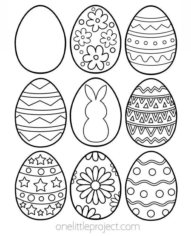 9 different designs of Easter eggs templates