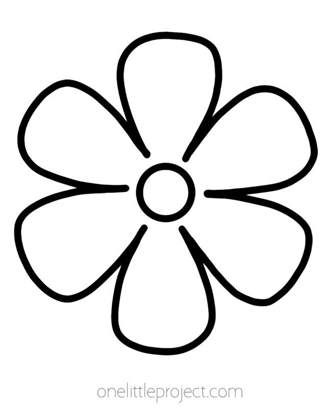 Free printable flower template with 6 petals