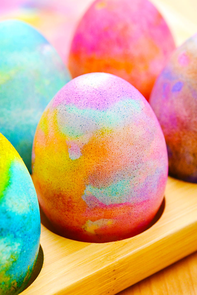 Pretty and colourful dyed Easter eggs