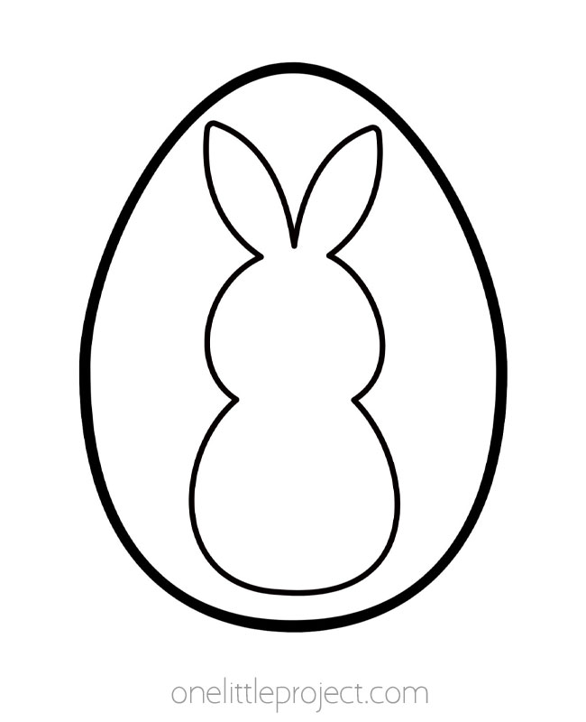 Outline of an Easter egg with a bunny silhouette