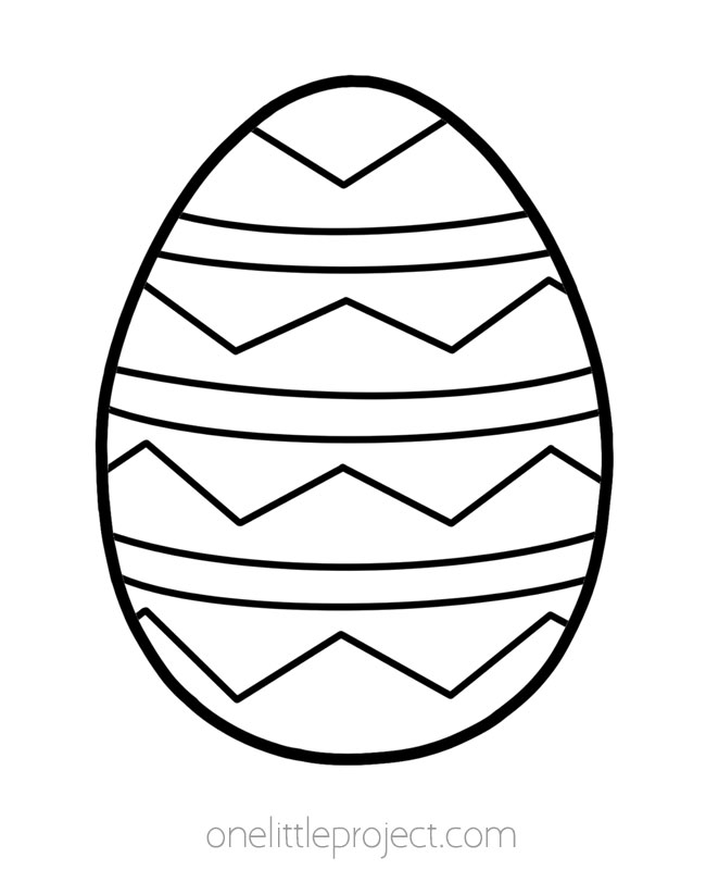 Outlines of Easter eggs with stripes and angled lines