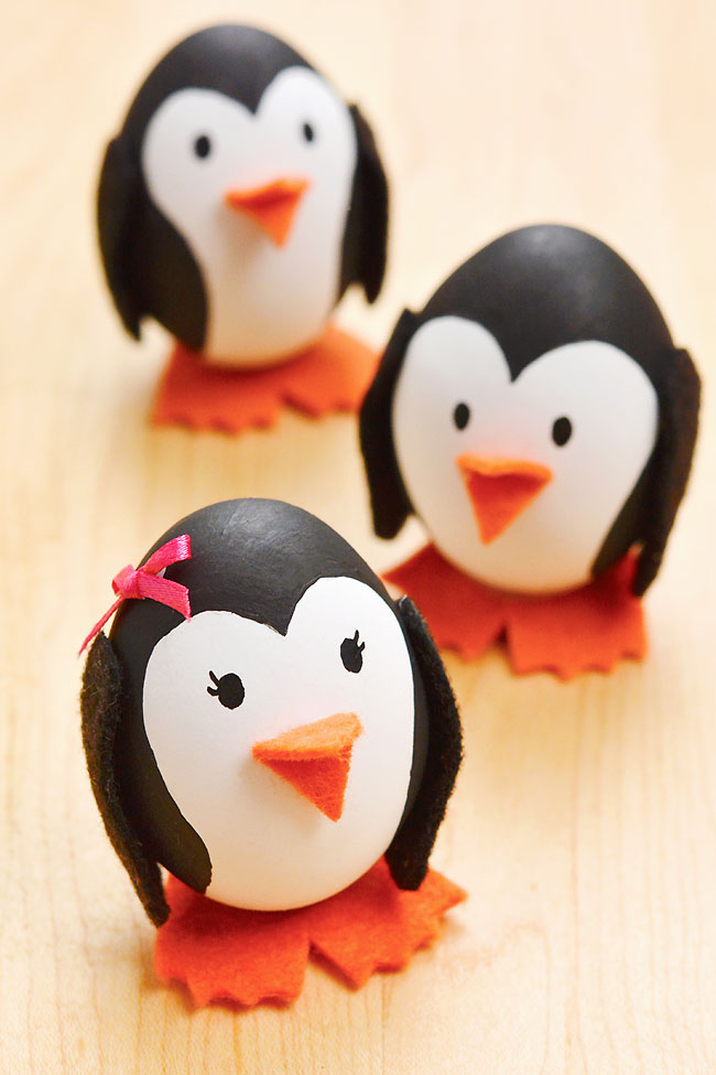 Adorable group of penguin Easter eggs